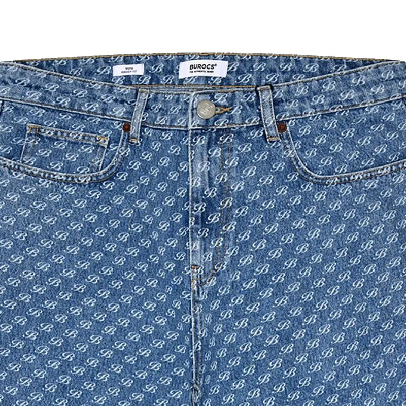 Burocs Herren Jeans Baggy Monogram sea blue