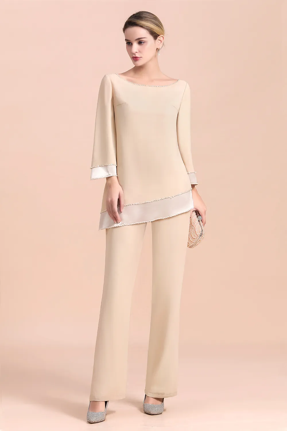 Champagne Brautmutterkleider 2 Teilig | Jumpsuit Brautmuttermoden