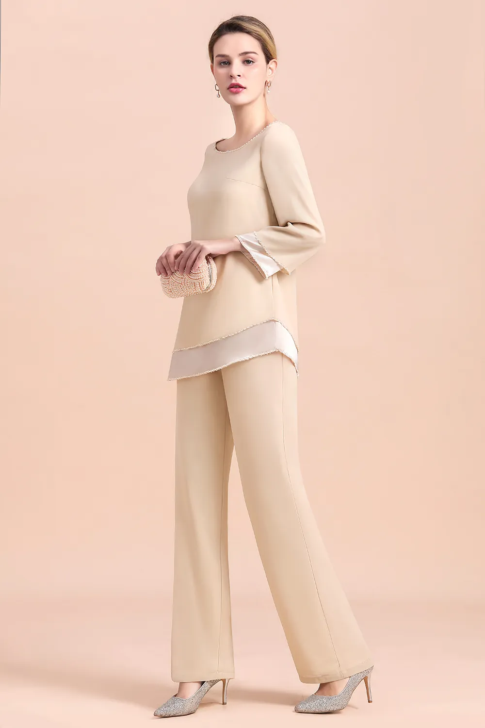 Champagne Brautmutterkleider 2 Teilig | Jumpsuit Brautmuttermoden