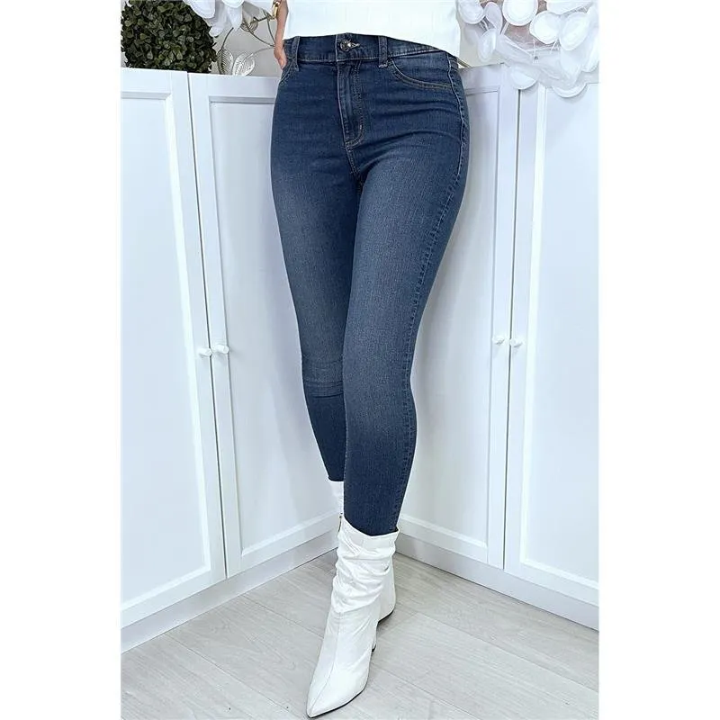 Damen Jeans Shorts Hotpants mit Elastikbund zum Schnüren Blau