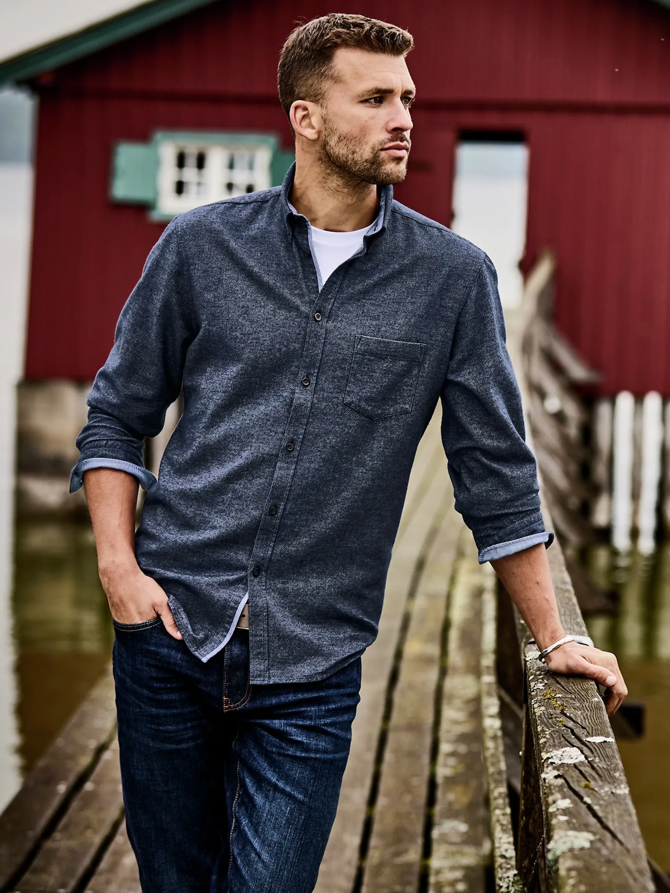Denim-Look-Flanellhemd ▪ Regular Fit