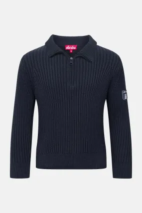 Derbe Matrosenplünn Troyer Gots Organic Kinder Pullover Rippstrick Navy Dunkelblau