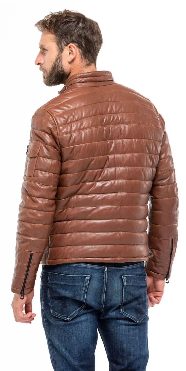 Lederjacke Herren Cognac Style Daunenjacke &quot;100973&quot;