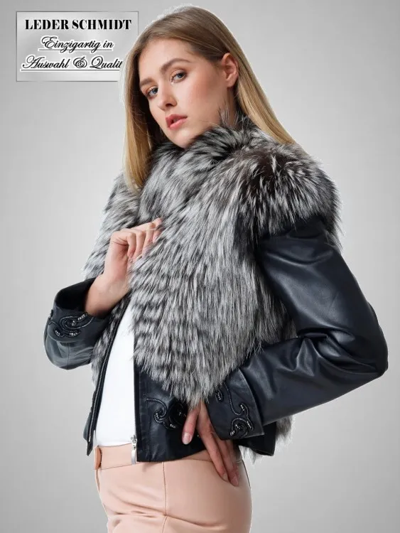  Damen Lederjacke oder Silberfuchsweste