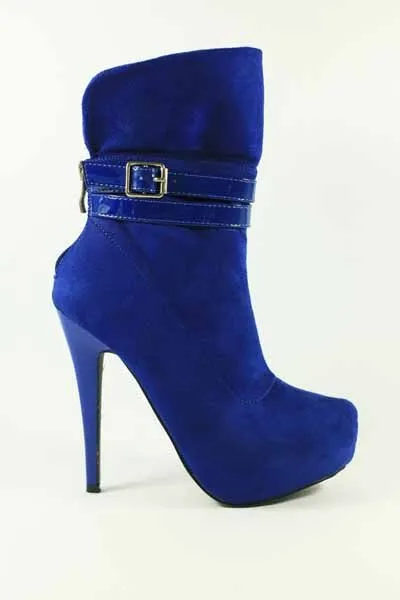 Plateau Stiefelette royalblau Velour