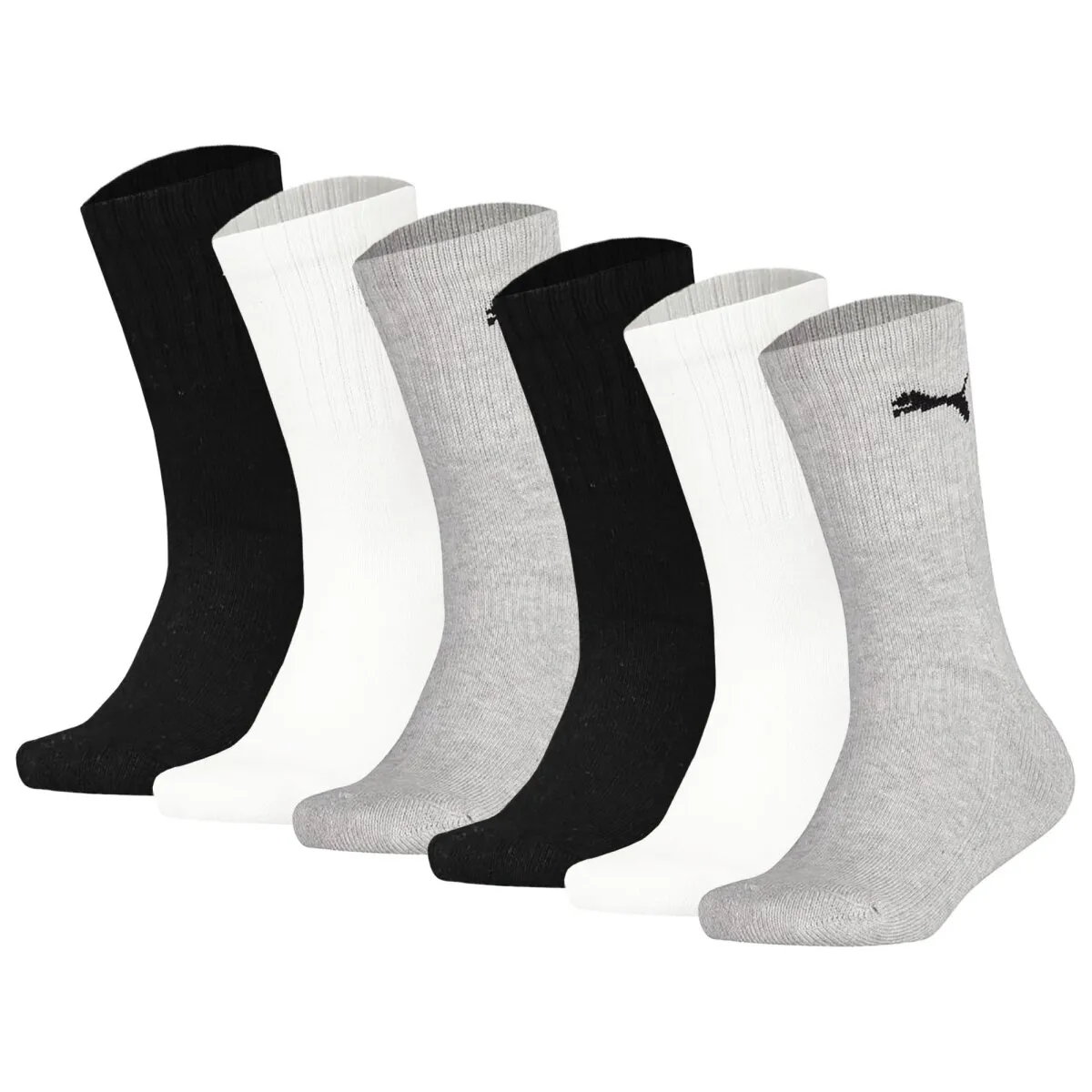 PUMA Kinder Socken, 6er Pack - Sport Junior, Frottee-Sohle, Rippbündchen, Logo