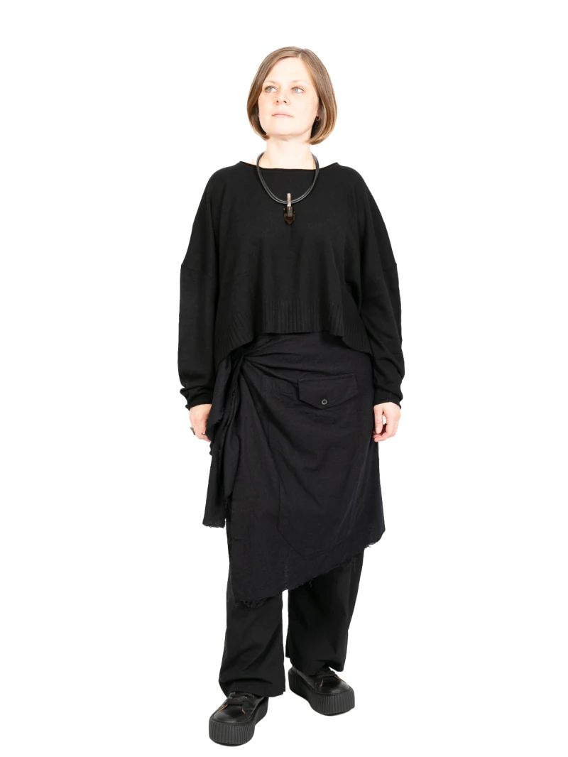 Rundholz Black Label - Pullover Woll-Mix mit breitem Saumabschluss in Ripp Oversize black - 2243450709