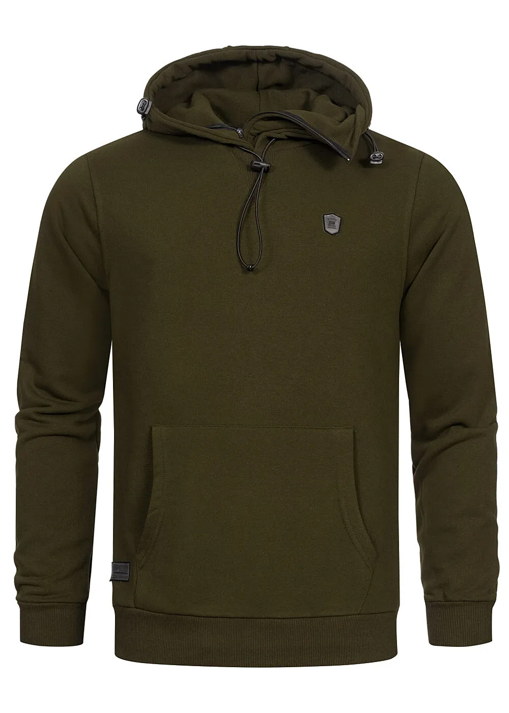 Rusty Neal Herren Basic Hoodie mit Kängurutasche und Kordelzug khaki
