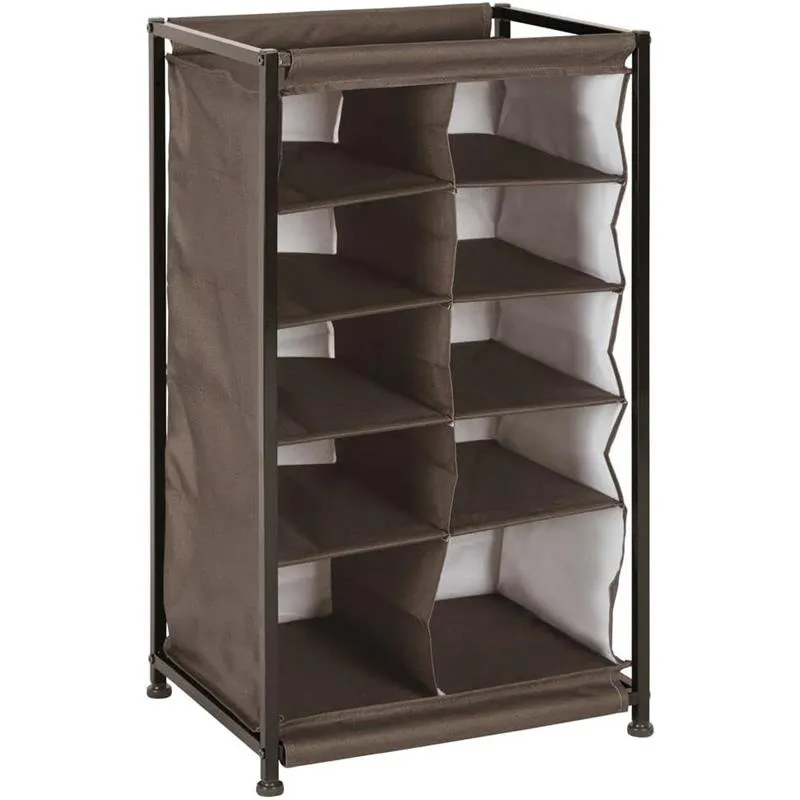Schuhregal 10 Fächer Stoffregal Metallrahmen Schuhschrank espresso 76cm mdesign