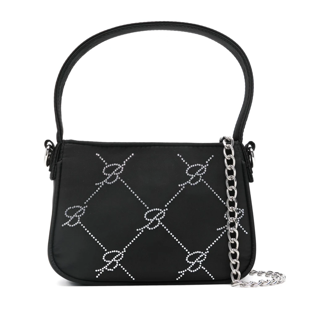 Schwarze Schultertasche mit Strass