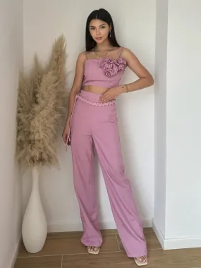 Set aus Oberteil und Hose mit Blumen