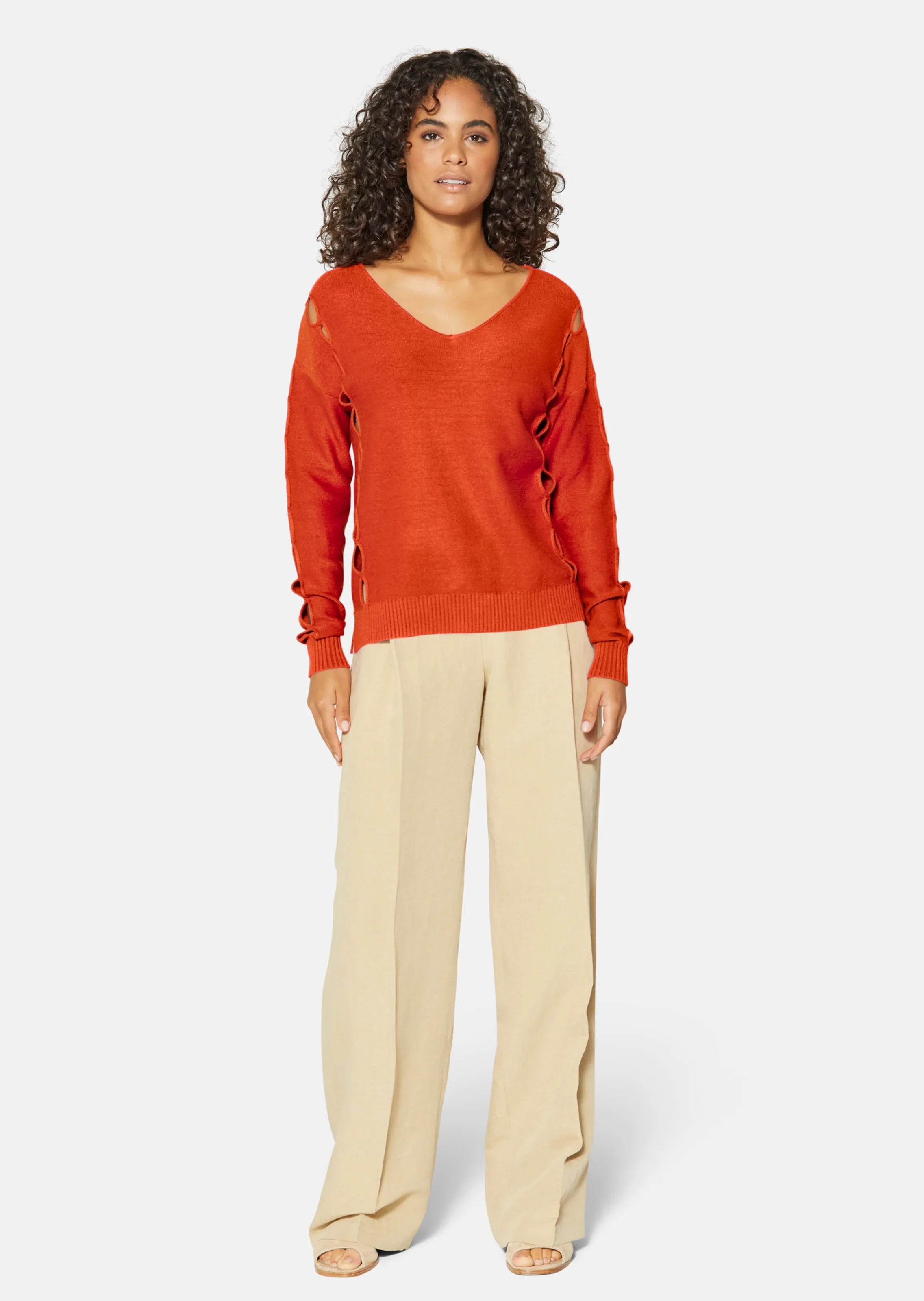 Strickpullover mit Cut-Outs und V-Ausschnitt