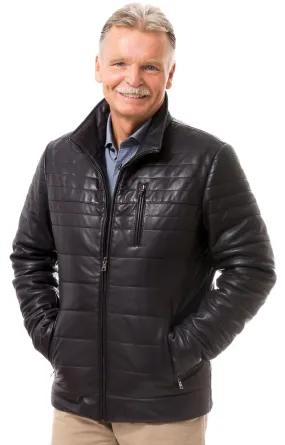Tom schwarze  Herren Stepp-Lederjacke vonTRENDZONE