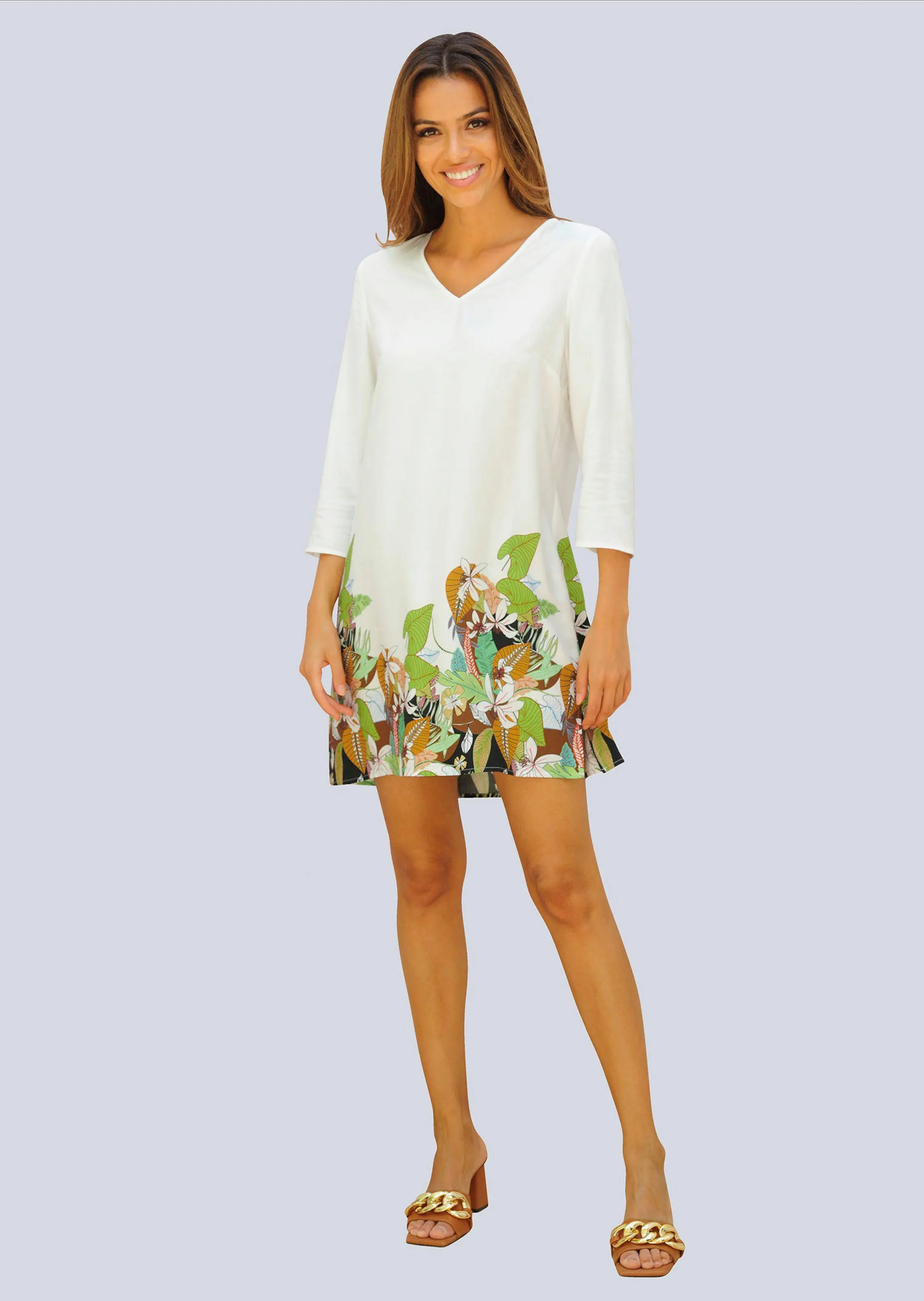 Tunika mit sommerlichen Print am Saum