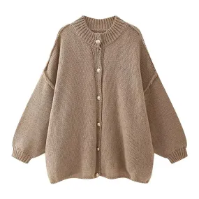 Zarther - Damen Pullover mit Knopfleiste – Lockerer Strick für Freizeit und Alltag
