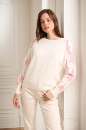 Übergroßer Strickpullover mit Spitzenschleifeneinlage